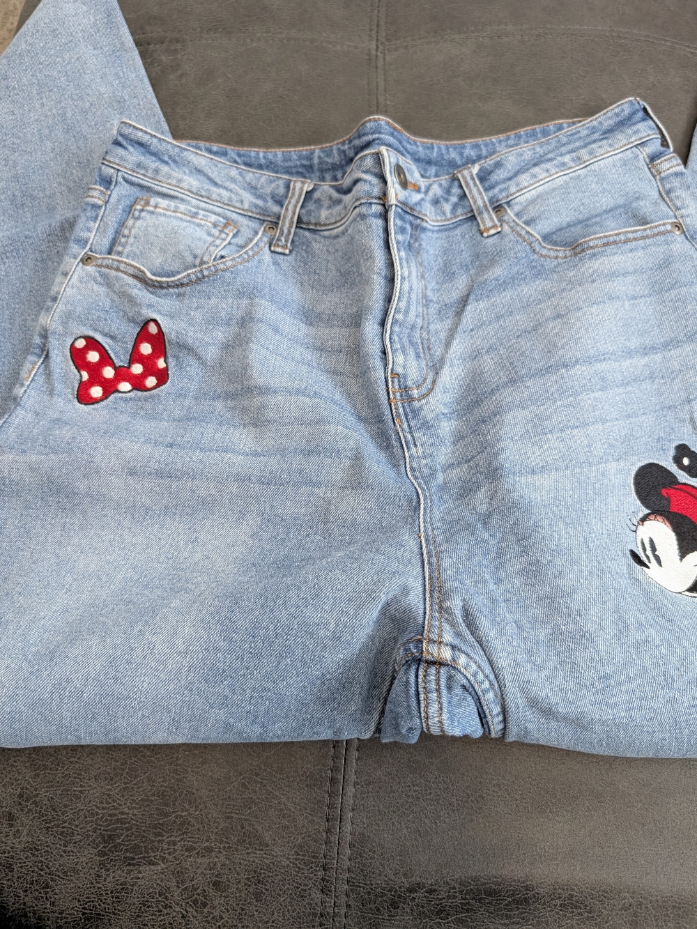 Her Universe Light Blue High-Rise Jeans with Minnie Mouse Detail Patches